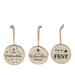 Hänger Holzscheibe Weihnachten, 3/s, ca.18cmD