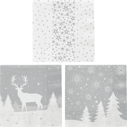 Servietten, Weihnachten, silber, 3/s, 20er Pack