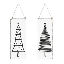 Blechschild Tannenbaum s/w, 2/s, 10x25cm