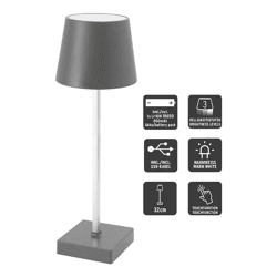 LED Tischleuchte, USB, anthrazit, M, ca. 32cmH