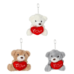 Schlüsselanhänger Bär mit Herz, 3/s, ca. 10cmH
