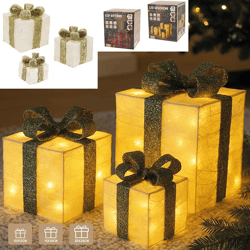 LED Geschenk, creme/gold, 3er Set 