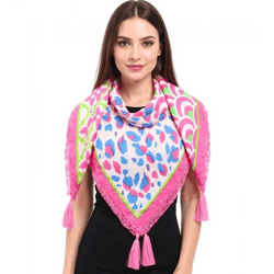 ZWILLINGSHERZ Vierecks-Tuch mit Animal-Print und Blumen Mode-Tuch 3016Q-0609-22 Pink/Blau/Grün