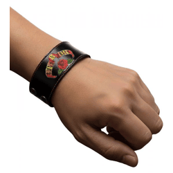 Guns N' Roses Hard-Rock Band Armband mit Logo-Schriftzug Fan-Artikel Leder-Armband Schwarz
