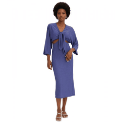 stylisches Damen Midi-Kleid mit Cut-Outs Herbst-Kleid 3/4 Arm 938352 Blau