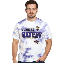 RE:COVERED X NFL Baltimore Ravens Herren T-Shirt mit Logo-Print Baumwoll-Shirt Rundhals-Shirt RCNFL1391 Lila/Weiß