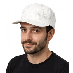 Tupac Damen und Herren Hip Hop Cap mit Kreuz-Stickerei 2PAC Flat-Rim TC108767TUP4 Weiß