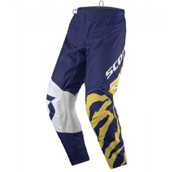 SCOTT Pant 350 Herren Moto-Cross Hose Motorsport-Kleidung mit Unterschenkel-Manschette 246912 1006 Dunkelblau/Weiß/Gelb
