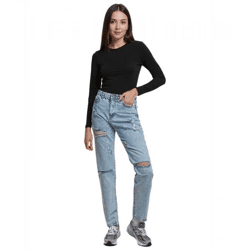 UNEFFECTED Damen Destroyed Straight Fit Jeans Baumwolle eisblau