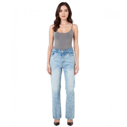 UNEFFECTED Damen Destroyed Denim Straight Fit Jeans Baumwolle eisblau