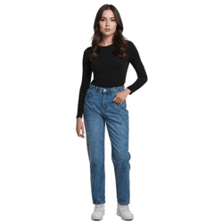 UNEFFECTED Damen Destroyed Straight Fit Jeans Baumwolle mittelblau