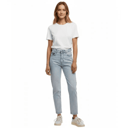 UNEFFECTED Basic Baggys Damen Jeans im 5 Pocket-Style Baumwoll-Hose eisblau