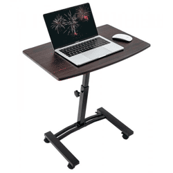 Tatkraft Salute Laptop-Tisch höhenverstellbarer Arbeits-Tisch mit Mausablage 360 Grad drehbare Räder Bett-Tisch 60x40cm 13353 Braun