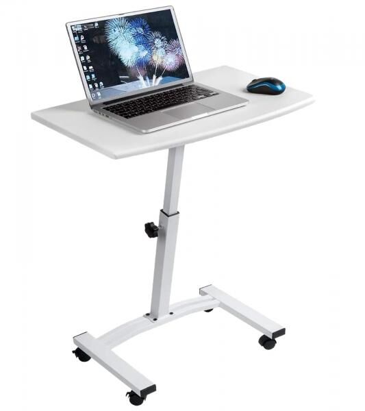 Tatkraft Cheer Laptop-Tisch h&ouml;henverstellbarer Arbeits-Tisch Laptop-St&auml;nder 360 Grad drehbare R&auml;der Bett-Tisch 40x60cm 10345 Wei&szlig;
