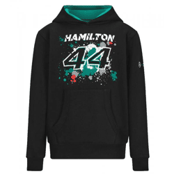 Mercedes-Benz AMG Petronas F1 Lewis Hamilton Hoodie—Sustainable Hooded Sweatshirt for Girls and Boys, Formula 1 701218883 001 Black