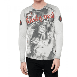 Men's Long-Sleeve Shirt with Large Lettering, Cotton Long-Sleeve Shirt, Summer Sweater, Casual Shirt, R-10155, Gray