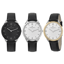 Pierre Cardin Herren Armband-Uhr in Geschenkbox analoge Quarz-Uhr mit Leder-Armband 3ATM 40mm oder 39mm Silber/Gold, Schwarz oder Silber/Sc