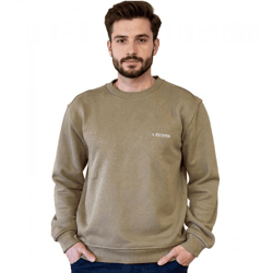 STONES Men's Sweater, 400 gsm, Round Neck, Oversized Fit, Cotton, Light Brown