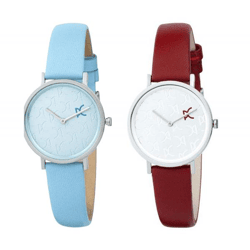 Pierre Cardin Damen Armband-Uhr mit Marken-Kürzel-Print analoge Quarz-Uhr mit Leder-Armband 3ATM 31mm CBV.1521 Blau oder Rot