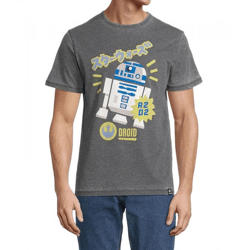 RE:COVERED X STAR WARS Herren T-Shirt mit R2D2-Print Baumwoll-Shirt Kurzarm-Shirt AKSTW2166 Dunkel-Grau