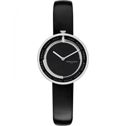 Pierre Cardin Damen Armband-Uhr modernes Ziffernblatt analoge Quarz-Uhr mit Leder-Armband 3ATM 32mm CMA.0000 Schwarz/Silber