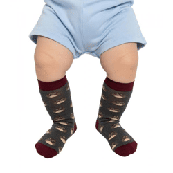 1 Paar Moustard Owl  Baumwoll-Socken mit Eulen-Allover-Print gemusterte lange Strümpfe 20S-OWL Grau/Rot/Beige