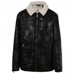Sixth June Herren Übergangs-Jacke aus Kunstschaffell Frühjahrs-Jacke in Antik-Optik 22267 Schwarz