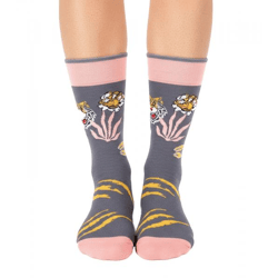 1 Paar Moustard Bengal Baumwoll-Socken mit bengalischem Tiger gemusterte lange Strümpfe 22S-BENGAL Grau/Rosa