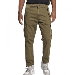 REDEFINED REBEL Jolan Herren Cargo-Hose im Utility-Look Anti Fit Baumwoll-Hose Ankle-Stil mit Tunnelzug am Beinende 226027 Oliv-Grün