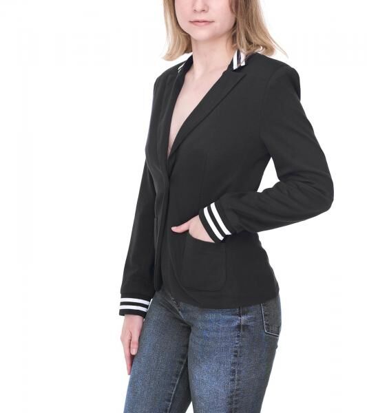 AjC Blazer Damen Business-Jacke mit Ein-Knopf-Verschluss Blazer Anzug-Jacke 71618907 Schwarz