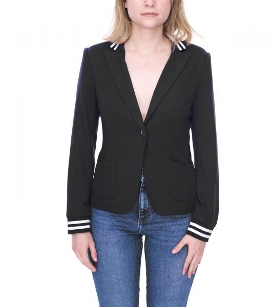 AjC Blazer Damen Business-Jacke mit Ein-Knopf-Verschluss Blazer Anzug-Jacke 71618907 Schwarz