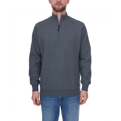 SANTINO Herren schlichter Troyer-Pullover Herbst-Pulli mit Baumwollanteil Freizeit-Pullover Grau