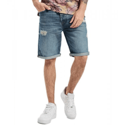ONLY & SONS Avi Loose Herren Jeans-Shorts im Used-Look Denim-Hose 22015232 Blau