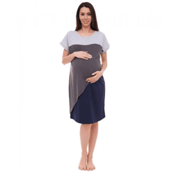 neun 9 Monate Damen Umstands-Kleid asymetrisches Schwangerschafts-Kleid 32879759 Grau/Blau