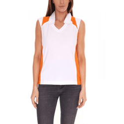 PGA TOUR Damen Achsel-Shirt mit Hemdkragen Golf-Shirt mit CoolFit 3508933 Weiß-Orange