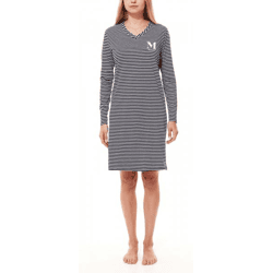 MEXX Damen Neglige gestreiftes Nachthemd aus reiner Baumwolle ZN2412016W Blau/Weiß
