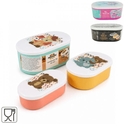 Lunchbox Kinder oval 3 sortiert 3er Set