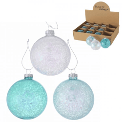 Boltze Weihnachtskugel aus Glas „Glimmy“, 8 cm, 3er-Set, sortiert