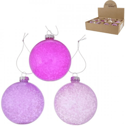 Boltze Weihnachtskugel aus Glas „Sequina“, 8 cm, 3er-Set, sortiert