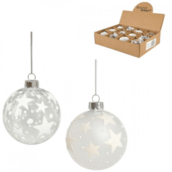 Boltze Weihnachtskugel aus Glas „Starshine“, 8 cm, 2er-Set, sortiert