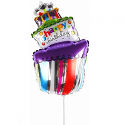 Folienballon mit Stiel „Happy Birthday“, 73 cm
