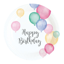 Happy Birthday Pastel - 8 Teller - 18 cm
