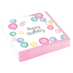 Happy Birthday Pastel - 20 Servietten - 25 x 25 cm