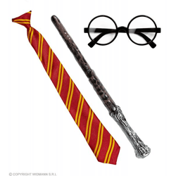 ZAUBERLEHRLING (Brille mit Gläsern, Krawatte, Zauberstab)