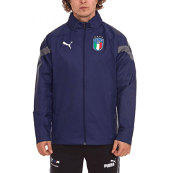 PUMA Italy 2022 Men's Training Jacket with Hidden Hood, All-Weather Jacket, rainCELL 767068 04 Blue