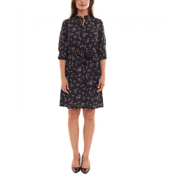 Laura Scott Bubblecrepe Kleid Damen Mini-Kleid mit Allover Blumen-Print Chiffon-Kleid 12329967 Schwarz/Bunt