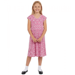 KIDSWORLD Mädchen Sommer-Kleid mit Allover Blumen-Print Rundhals-Kleid 52543308 Rosa