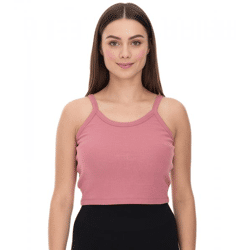 YOU DO YOU Damen Crop-Top geripptes Fitness-Top Baumwoll-Shirt Tanktop Yoga-BH 905101 Alt-Rosa