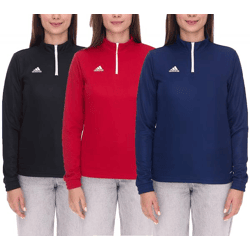 adidas Entrada 22 Damen nachhaltiger Sport-Pullover Trainings-Shirt mit AEROREADY Technologie Troyer-Pullover Langarm-Shirt Rot, Schwarz od
