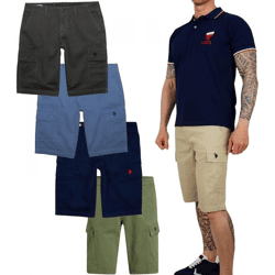 U.S. POLO ASSN. Herren Freizeit-Cargo Shorts leichte Freizeit-Shorts mit U.S. Polo Stickerei kurze Hose 143 68147 52661 in Khaki, Blau, Bei